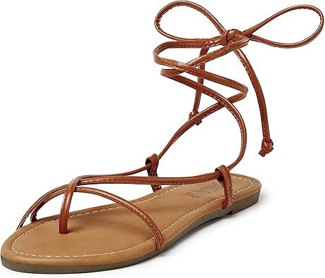SANDALUP Lace up Sandals Tie up Dress Summer Flat Sandals for Women, Women's Casual Strappy Sanda... | Amazon (US)