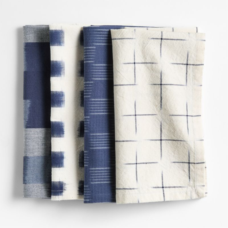 Ikat Indigo Organic Cotton Dinner Napkins, Set of 4 | Crate & Barrel | Crate & Barrel