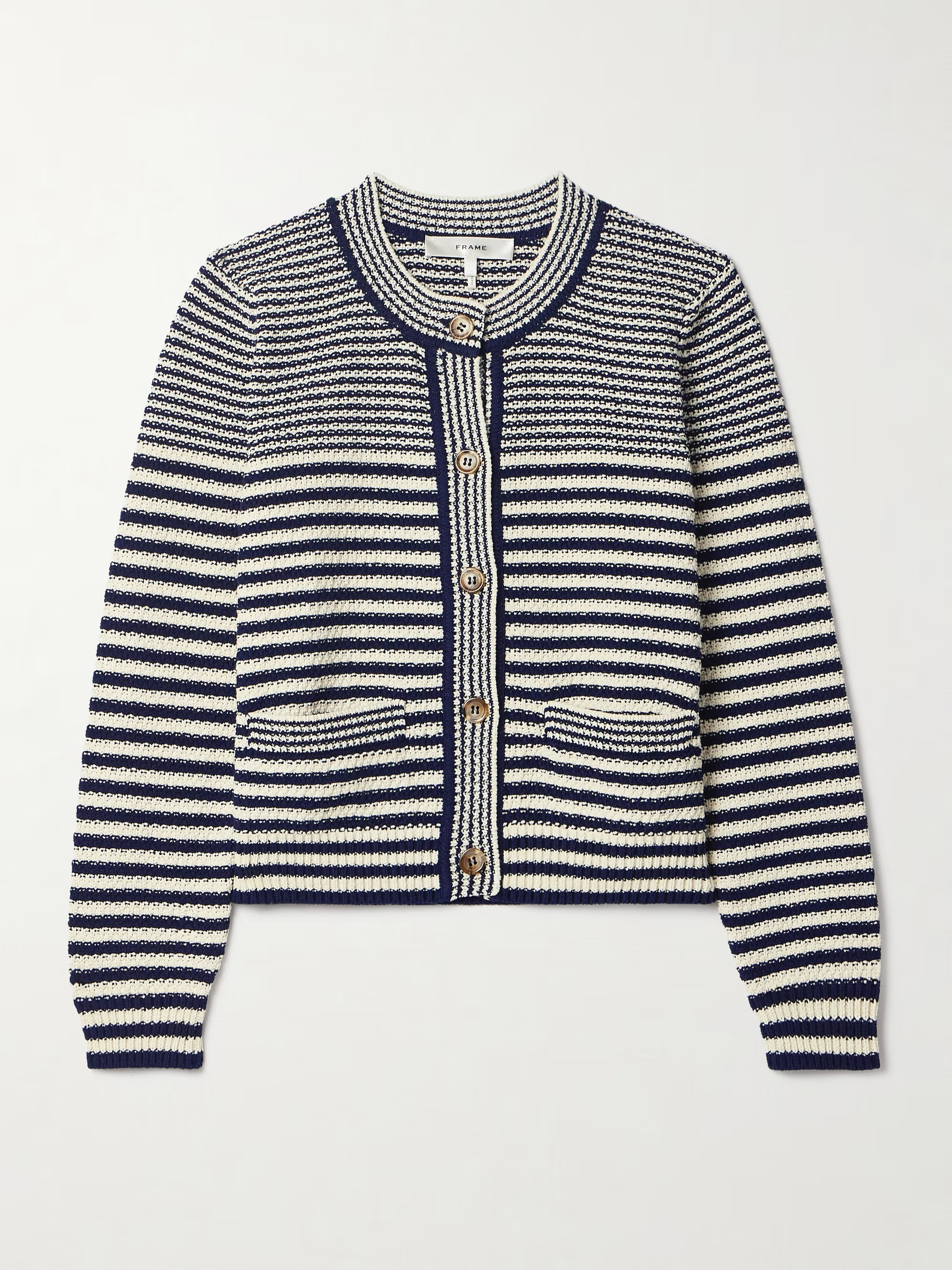 Cropped striped cotton-blend cardigan | NET-A-PORTER (US)
