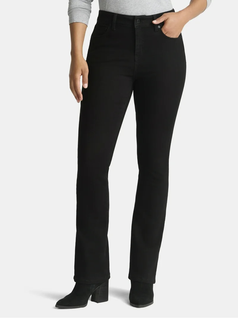 Time and Tru Women's Mid Rise Bootcut Jeans, Available in 30", 32", 34" Inseams, Sizes 0-20 | Walmart (US)