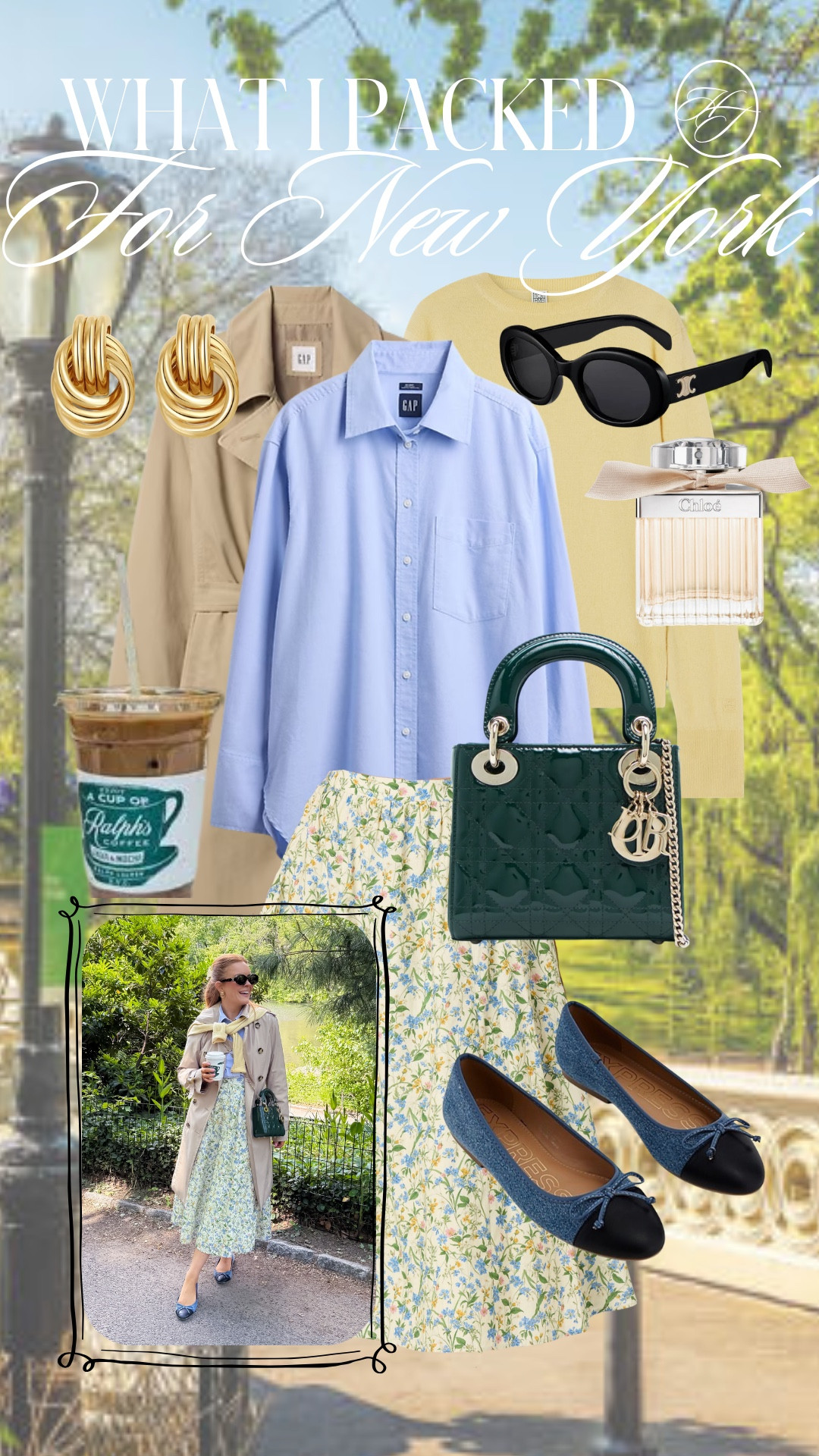 This outfit felt straight out of a Nancy Meyers movie ☕️🌸 Lightweight layers, a flowy floral skirt, and ballet flats made this the perfect look for a morning in Central Park and coffee at Ralph’s. I love packing pieces like this because every item mixes easily with other outfits throughout the trip. Easy, feminine, and comfortable for long walks around the city. #LTKStyle #TravelOutfit #NYCFashion #SpringStyle #ClassicStyle

#LTKootd #LTKgrwm #LTKTravel