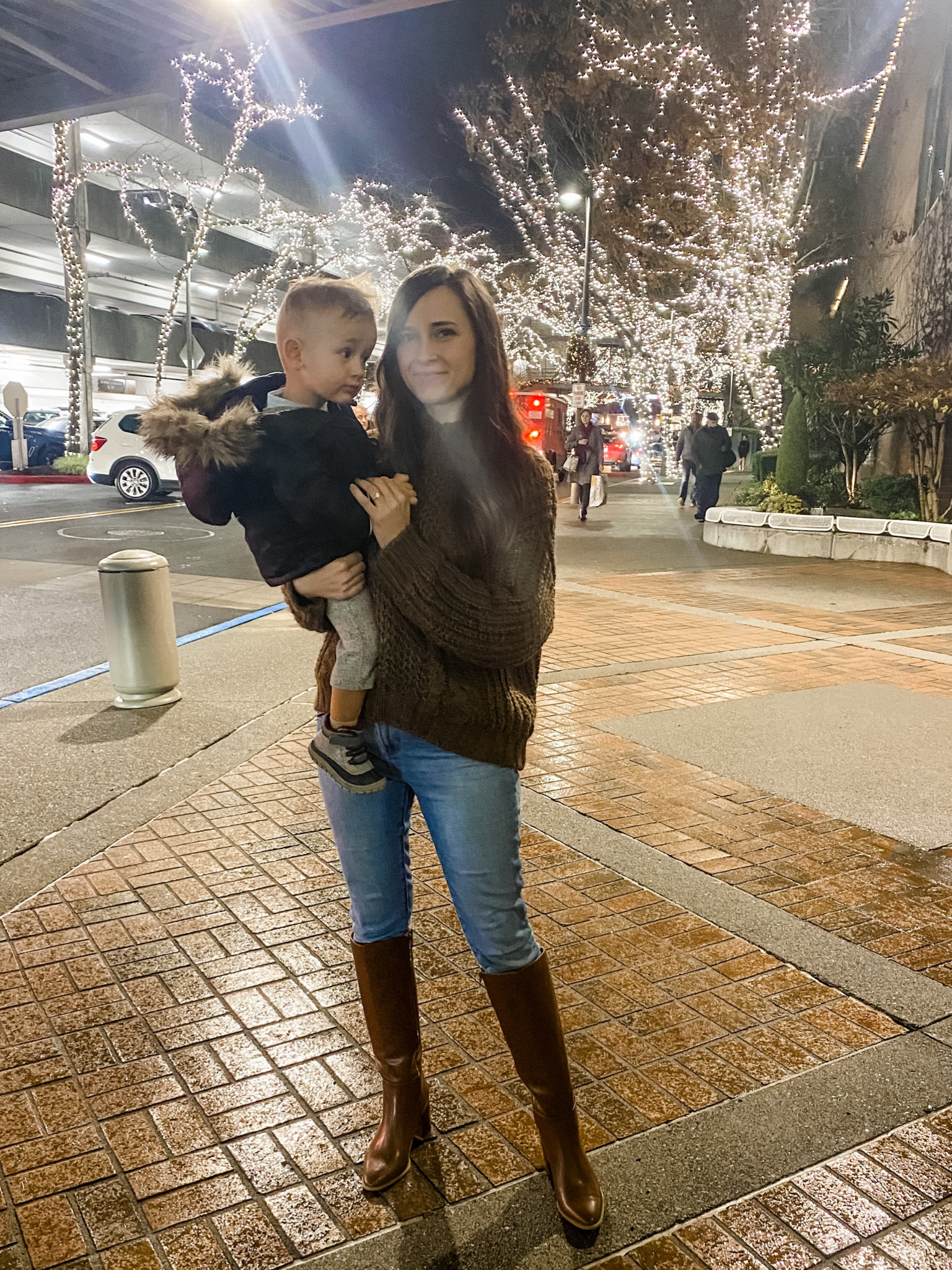 Snowflake lane winter outfit inspo
Chunky knit chocolate brown sweater
Abercrombie and fitch high rise skinny jeans
Target brown pleather knee high boots 
Amazon silver ring - great quality 
Baby gap super warm black toddler coat


#LTKSeasonal #LTKfamily #LTKxAF