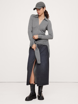 Luxe Wool-Blend Polo Top | Banana Republic (US)