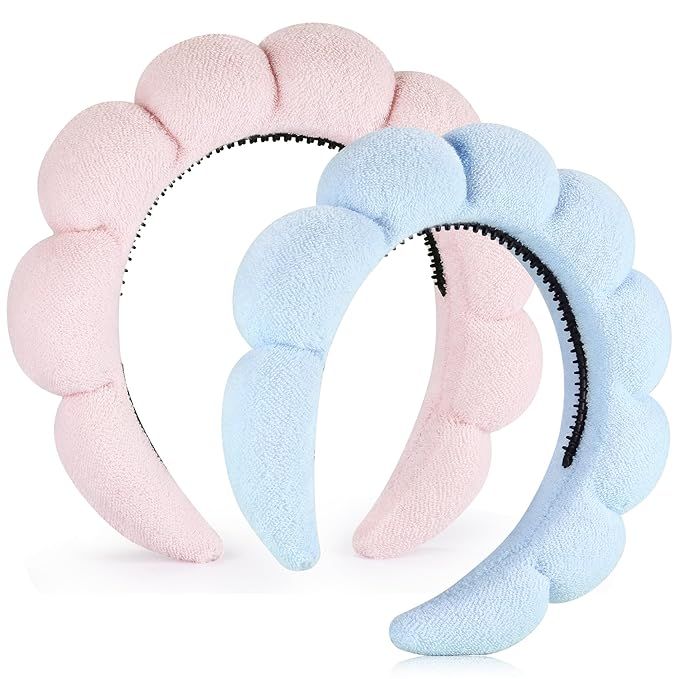 DiyJibb Spa Headbands for Women Ladies- Puffy Makeup Headband Combo Pack- Set of 2 Terry Towel Cl... | Amazon (US)