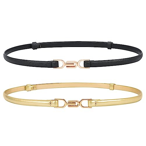 VONMELLI Women's Leather Skinny Belt for Dress Adjustable Thin Waist Belt for Ladies | Amazon (US)