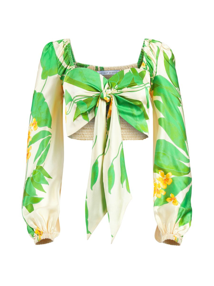 Secret MissionSt Lucia Natalie Printed Silk Self-Tie Top | Saks Fifth Avenue