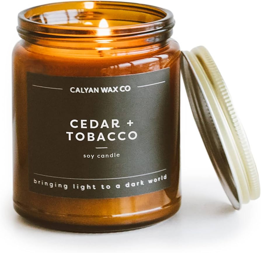 Calyan Wax Co. Cedar & Tobacco Scented Candle - 57 Hour Burn - Luxury Non Toxic Soy Wax Candles -... | Amazon (US)