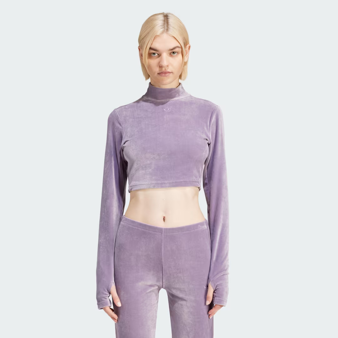 adidas Velvet Crop Top Shadow Violet M Womens | adidas (US)