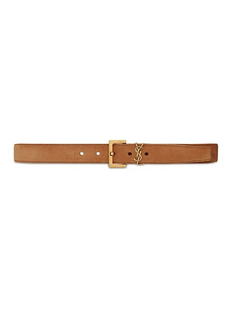 Saint Laurent Monogram Suede Belt | Saks Fifth Avenue