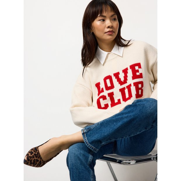 Mini Me Valentines Cream Love Club Knitted Jumper 12 | Tu Clothing