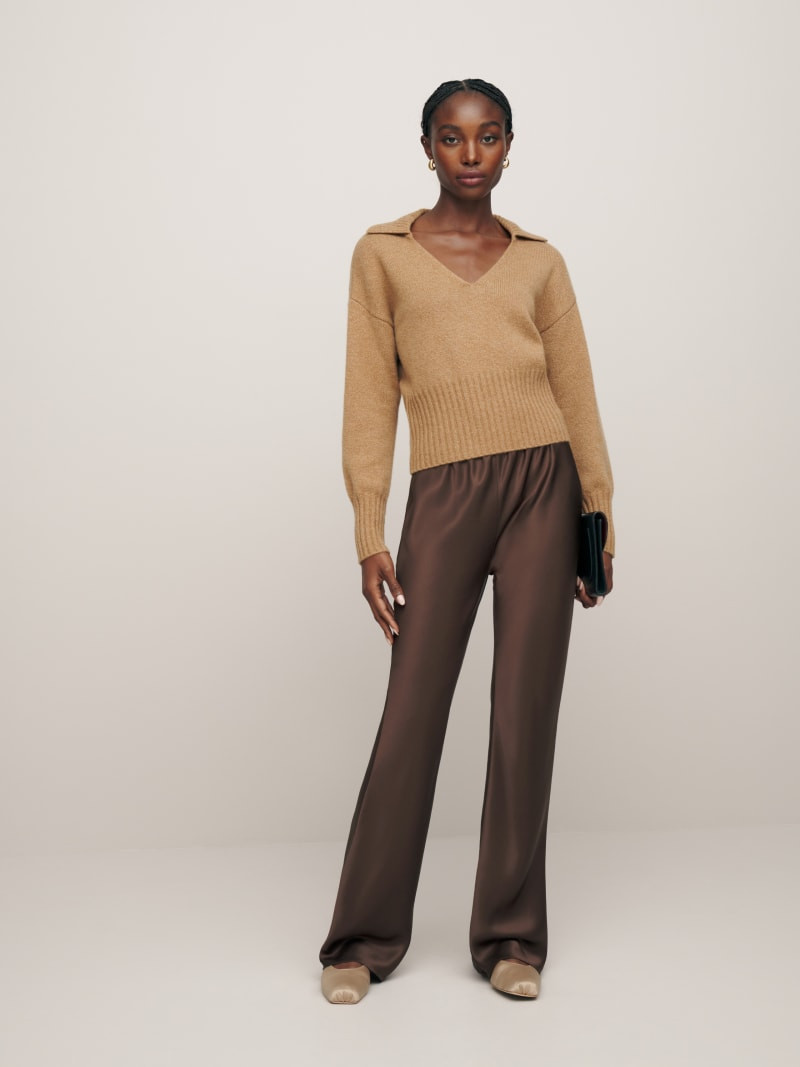 Gale Satin Mid Rise Bias Pant | Reformation (Global)