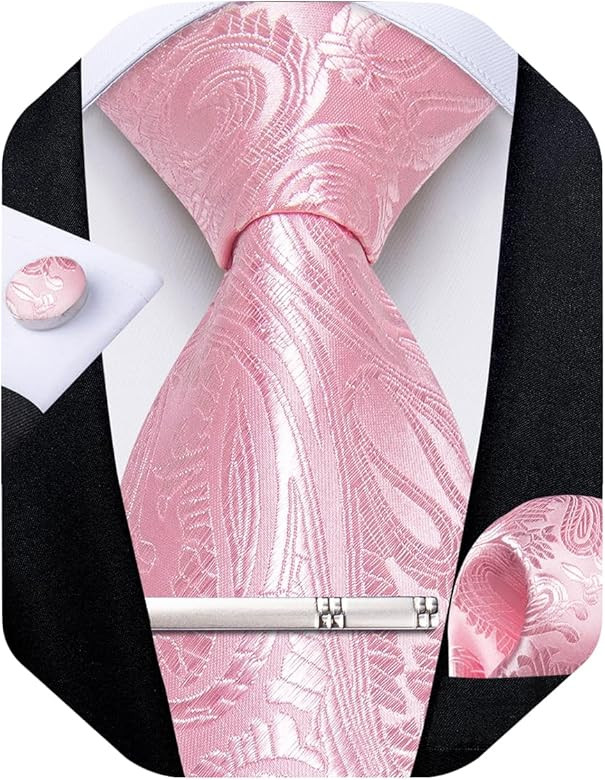 DiBanGu Paisley Ties for Men Classic Silk Necktie and Pocket Square Cufflinks Tie Clip Set Woven ... | Amazon (US)