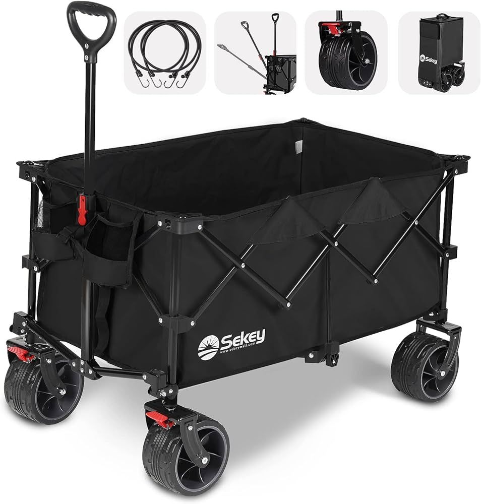 Sekey 220L Collapsible Foldable Wagon with 330lbs Weight Capacity, Heavy Duty Folding Utility Gar... | Amazon (US)