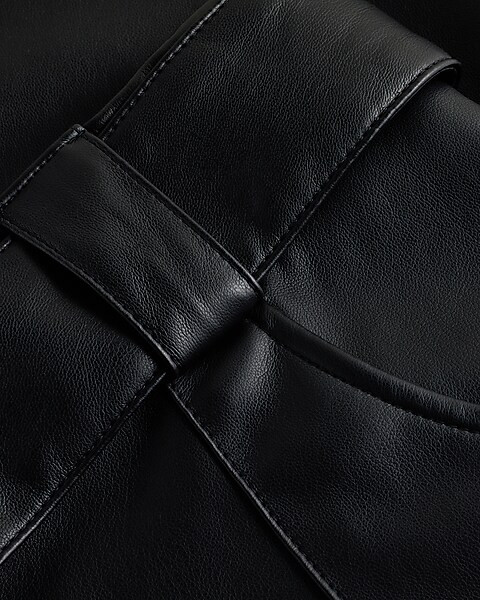 High Waisted Faux Leather Belted Utility Ankle Pant | Express