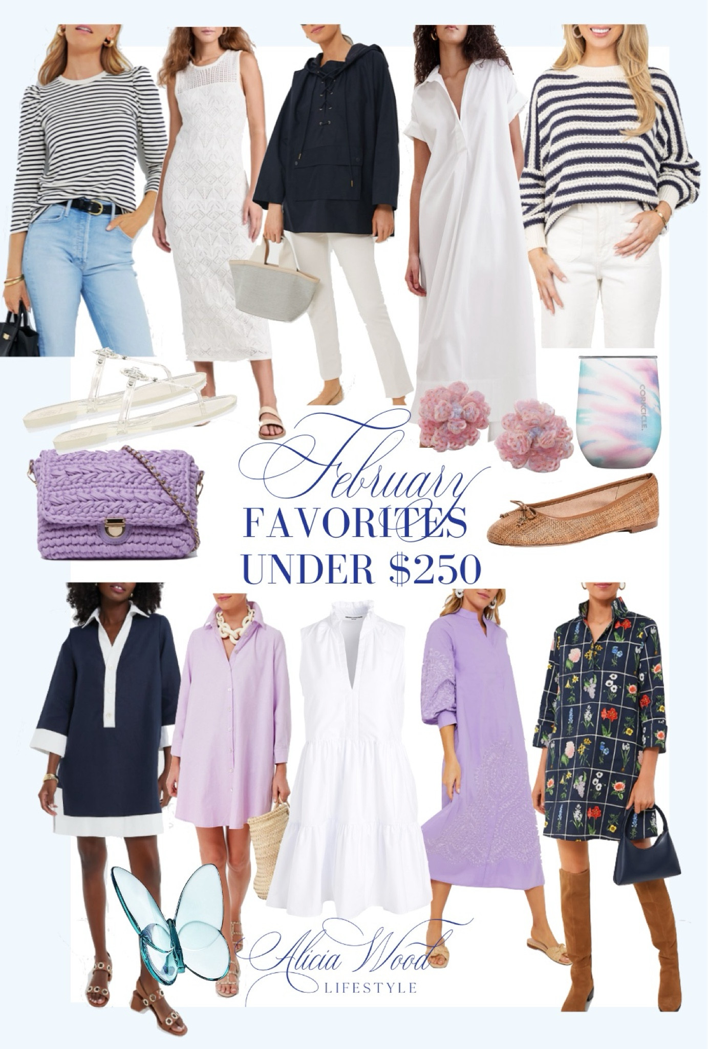 Ready for Spring like I am?   I am gravitating towards navy, white and lavender and am sharing some of my favorites, all under $250! 
💙🤍💜

Tory Burch Mini Miller jelly thong sandal 
Coastal Swirl Corksicle 
Baccarat Lucky Crystal Butterfly 
Sleeveless Saffron dress by Amanda Uprichard 
Z Supply Mallorca Crochet midi dress 
Sam Edelman Felicia ballet flat
Embroidered caftan by Tuckernuck
Lavender Annalise Bag by Tuckernuck
Light pink emy flower studs 
Lavender Oxford Harris shirt dress by Tuckernuck 
Navy Collier dress by Tuckernuck 
Navy fresh buds Megan dress by Tuckernuck 
Navy striped long sleeve tee
Navy sterling pullover by Tuckernuck Colby sweater by Avara 
Cruz poplin maxi dress by banana republic 

#LTKSeasonal #LTKover40 #LTKstyletip