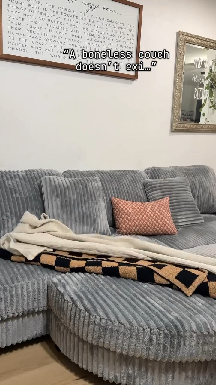 We finally got rid of the leather couches i wanted gone for years lol me and remi had a movie night and i was smiling the entire time snuggling on this couch! it came in 3 boxes and instantly inflated. 

Comment COUCH & ill drop you the link! Theres 3 colors!