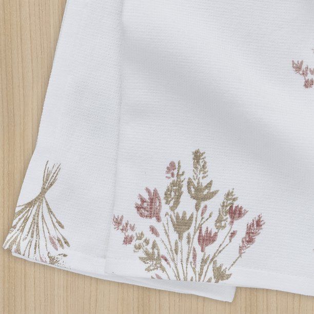 My Texas House Floral 16" x 28" Cotton Kitchen Towels, 3 Pieces, White | Walmart (US)