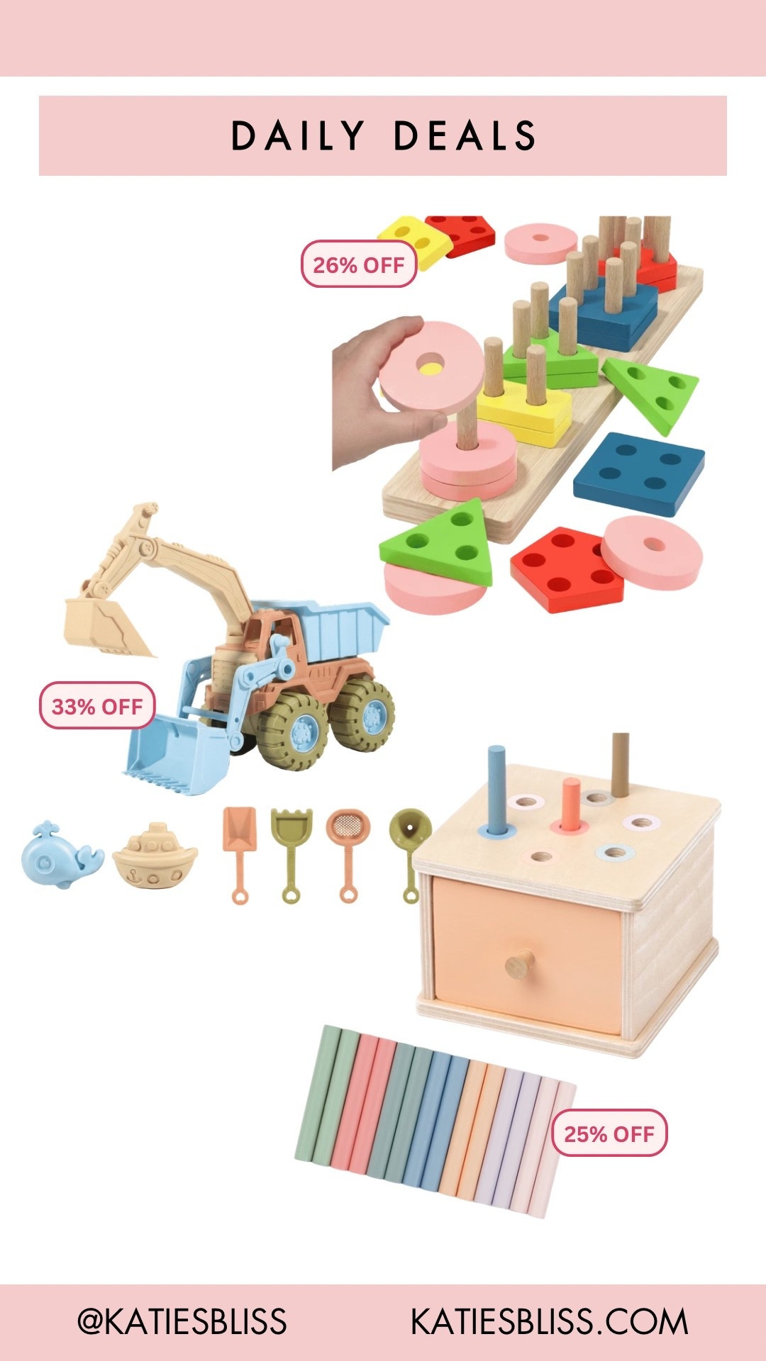 Daily deals ✨

Walmart. Deal. Sale. Markdown. Rollback. Kids. Toy. Baby. Montessori. Wood. Puzzle. Sand toy. Outdoor. 



#LTKSaleAlert #LTKBaby #LTKKids