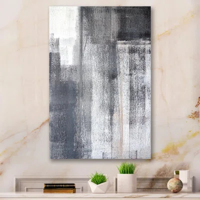 Grey Meets White Abstract Art - Modern & Contemporary Canvas Artwork | Wayfair North America