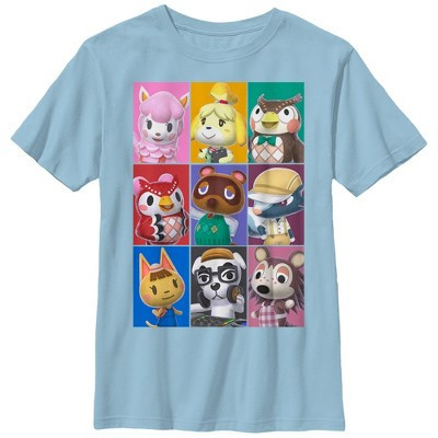 Boy's Nintendo Animal Crossing Characters  T-Shirt - Light Blue - Large | Target