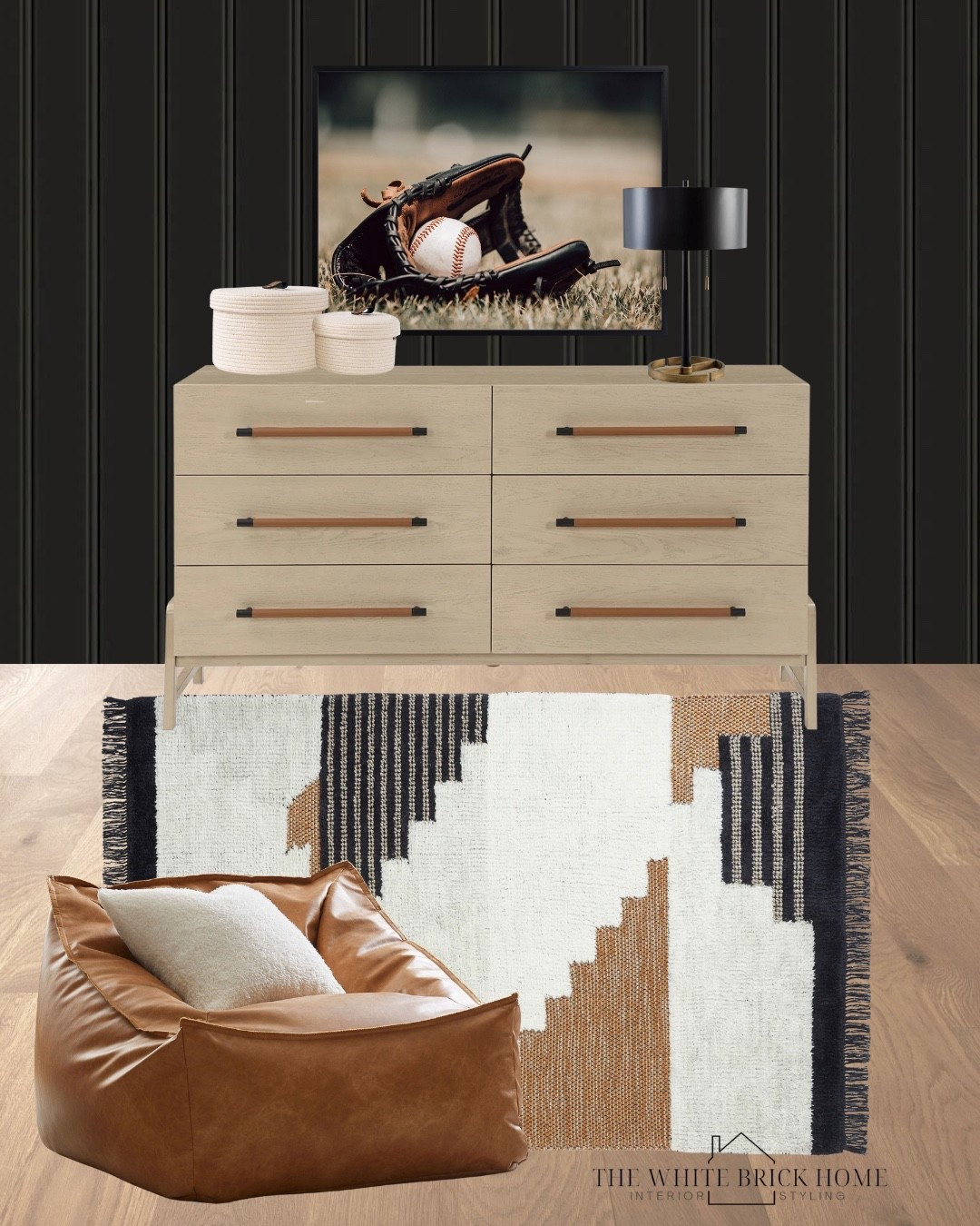 This wall art coordinates perfectly with leather accents and a multi colored rug like this one! The tone of the dresser also coordinates with this art, making this inspiration a sophisticated boys room! 

Boys room, boys bedroom, kids room, kids bedroom, boys room dresser, boys room wall art, boys room rug, boys room table lamp, boys room storage, boys room rug, boys room chair, boys room accent chair, boys room design, boys room area rug, boys room lighting, boys room lamp, baseball bedroom, baseball themed bedroom, baseball room, pottery barn teen, west elm, minted, amazon, Wayfair 

#LTKFamily #LTKHome #LTKKids