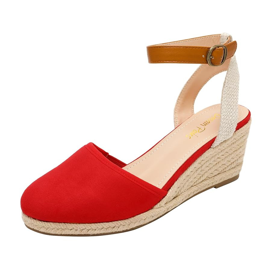 DREAM PAIRS Women's Ankle Strap Closed Toe Espadrille Wedge Heels Sandals | Amazon (US)