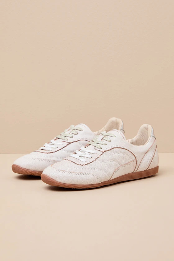 Laini Off White Distressed Leather Lace-Up Sneakers | Lulus