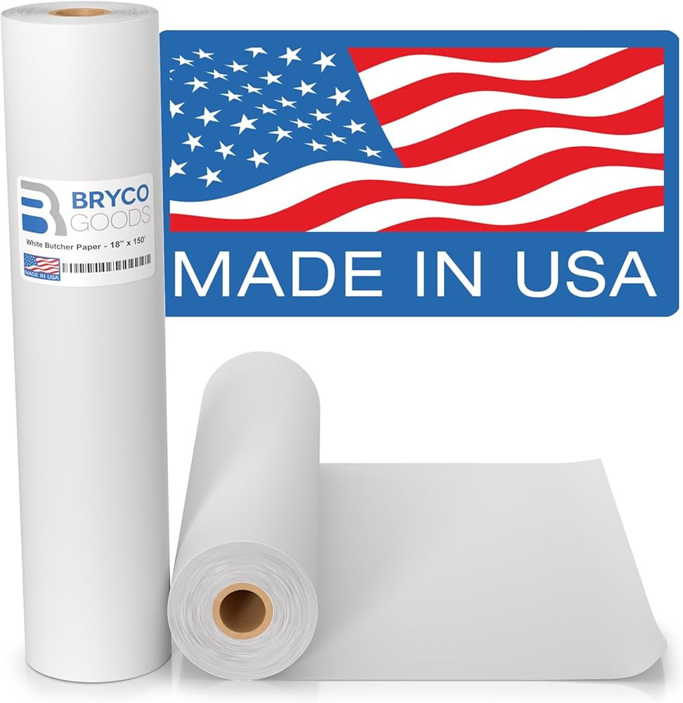 Bryco Goods White Butcher Paper Roll - 18" x 150' - Uncoated, Unwaxed, Food-Grade Kraft Paper for... | Amazon (US)