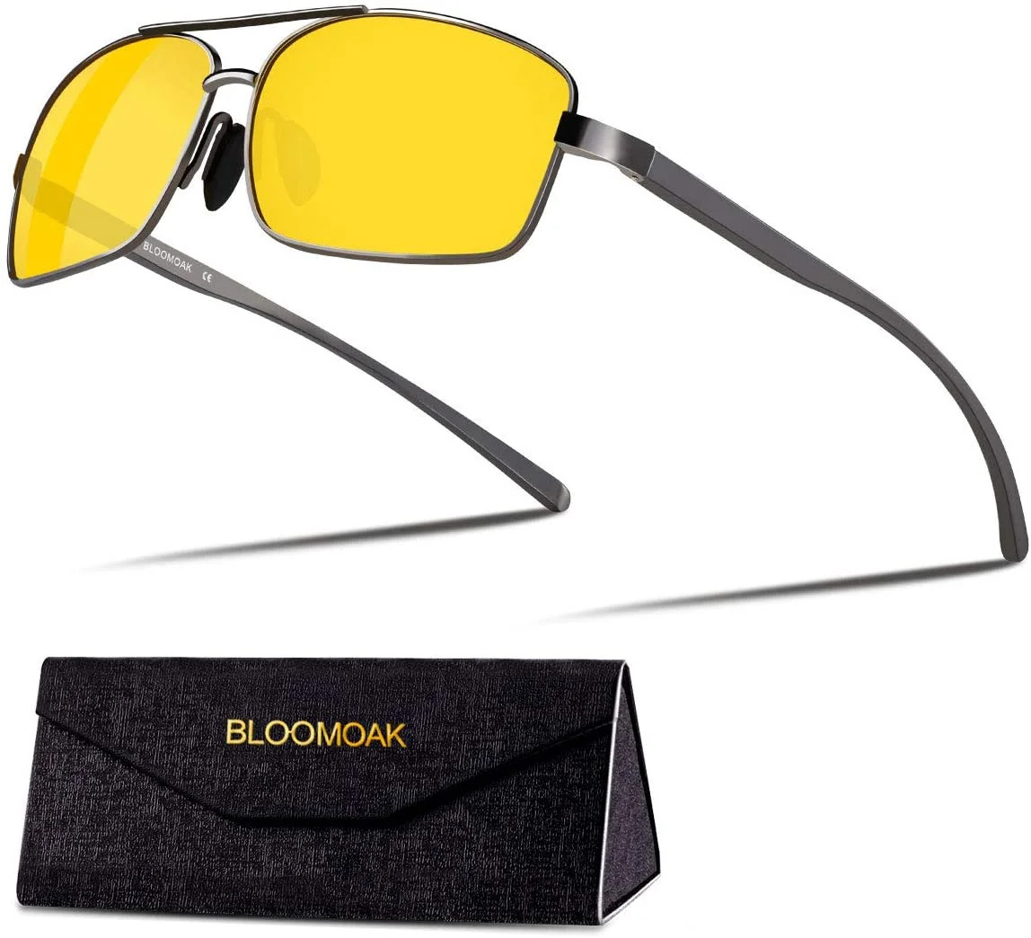 Bloomoak Polarized Night Driving Glasses for Men & Women, Pilot Sunglasses Ultra Lightweight Al-M... | Walmart (US)