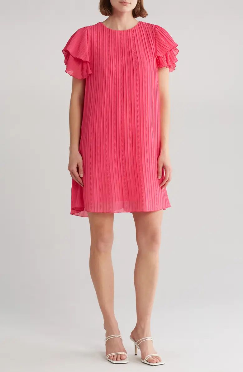 Plissé Tiered Sleeve Shift Dress | Nordstrom Rack