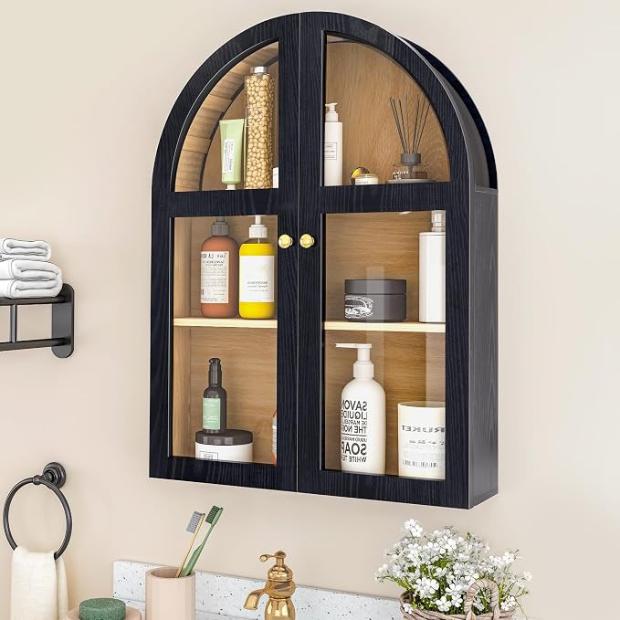 Arched Bathroom Wall Cabinet, Arch Medicine Cabinet Wall Mounted with Acrylic Doors, Wall Over Th... | Amazon (US)