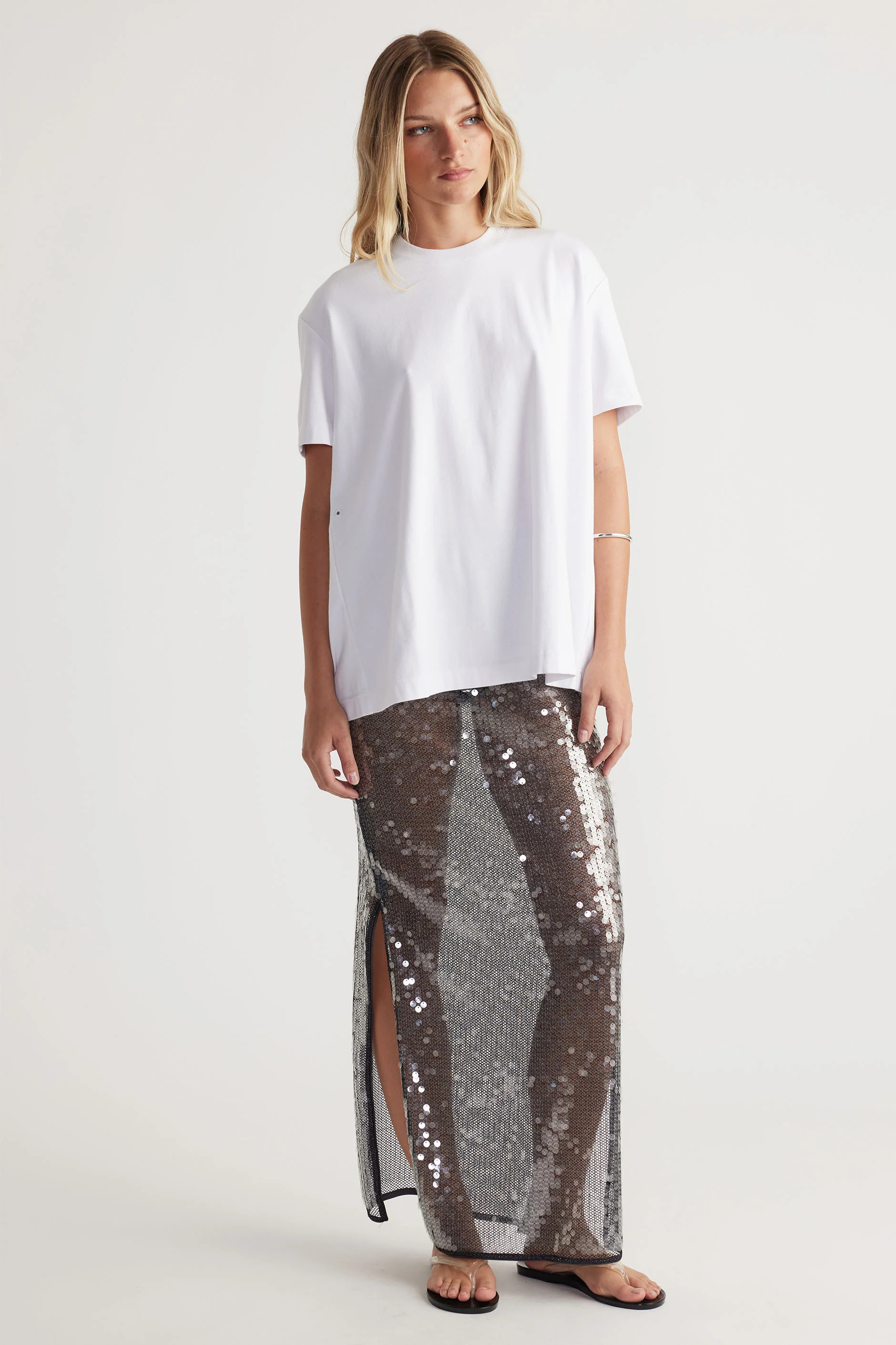 Savannah Sequin Skirt - Charcoal Sequin | DECJUBA