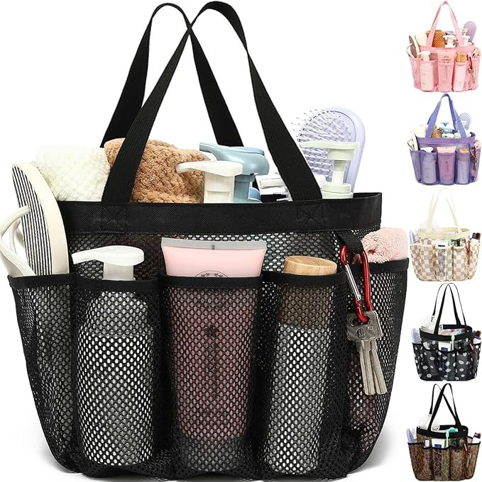 Mesh Shower Caddy Portable for College Dorm Room Essentials, Odorless Polyester Large Shower Tote... | Amazon (US)