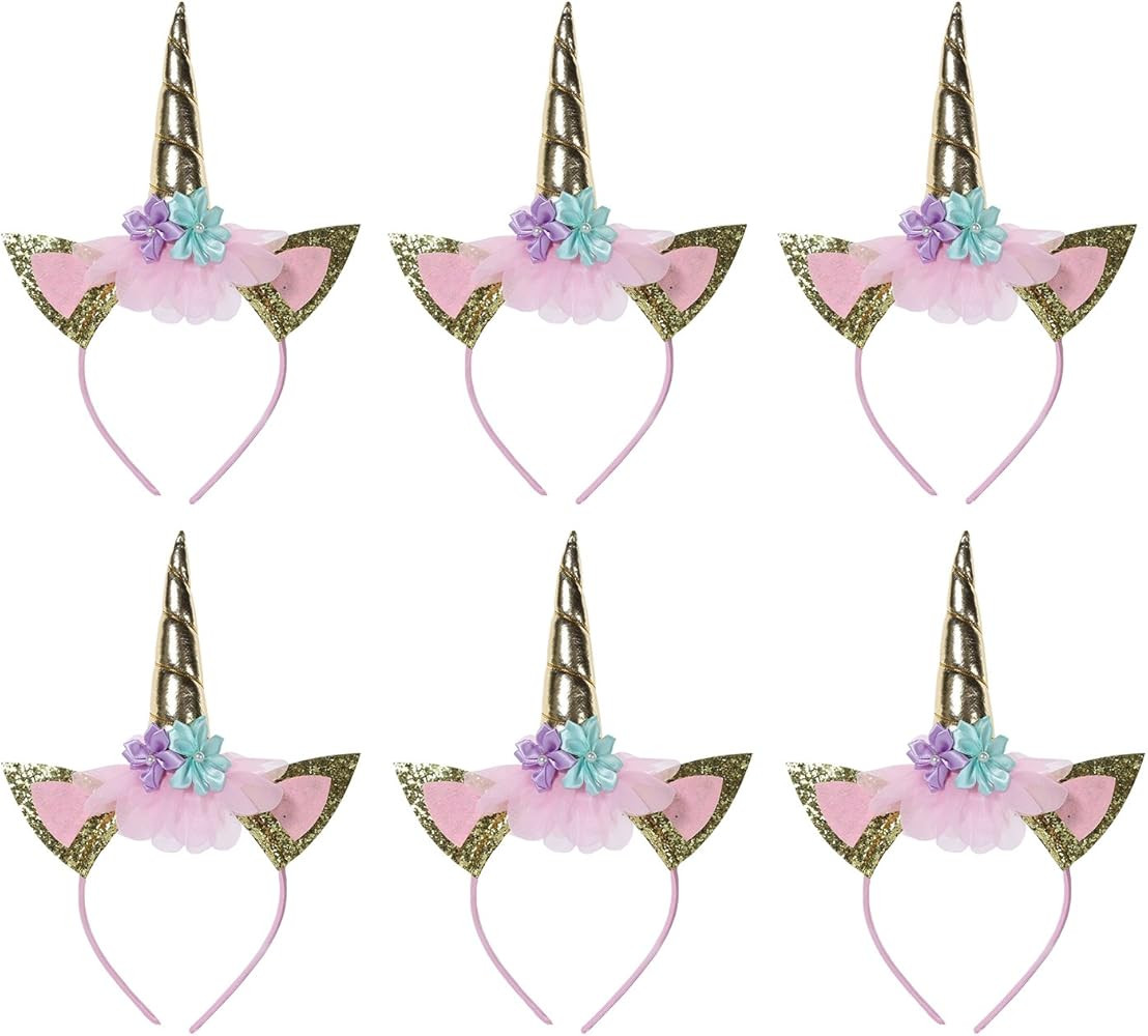 6 Pack Unicorn Headbands Party Favors Supplies Birthday Decorations for Kids Girls Adults Fancy D... | Amazon (US)