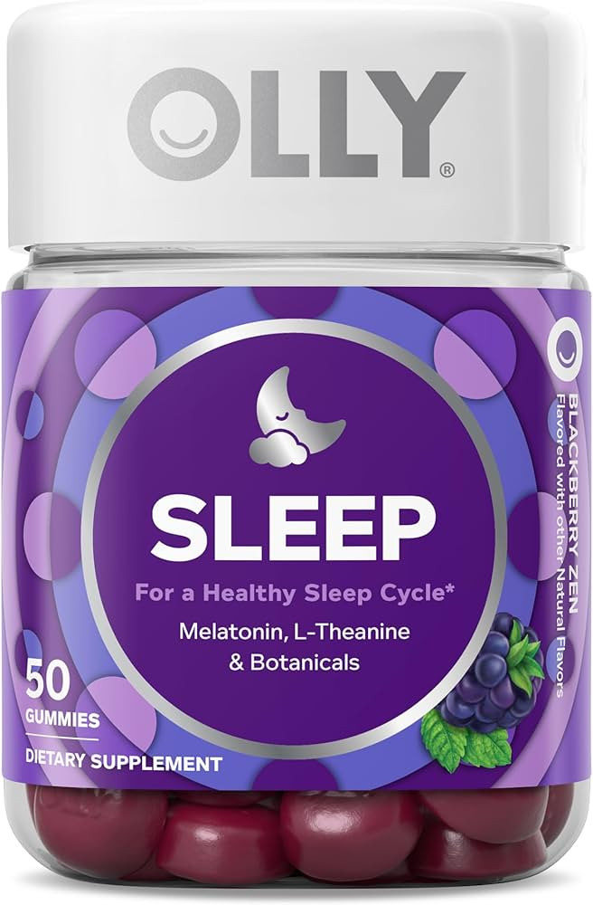 OLLY Sleep Gummy, 3 mg Melatonin, L-Theanine, Chamomile, Lemon Balm, Sleep Aid, Blackberry, 50 Co... | Amazon (US)
