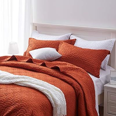 SunStyle Home Quilt Set Lightweight Queen Bedspread Coverlet Set Rust | Amazon (US)