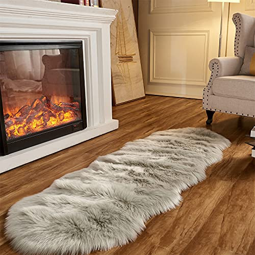 Arbosofe Ultra Soft Faux Fur Rug, Area Rugs, Light Grey Fluffy Shaggy Fur Rug for Bedroom & Living Room, Kids Room Decor, 2 x 6 Feet Sheepskin | Amazon (US)