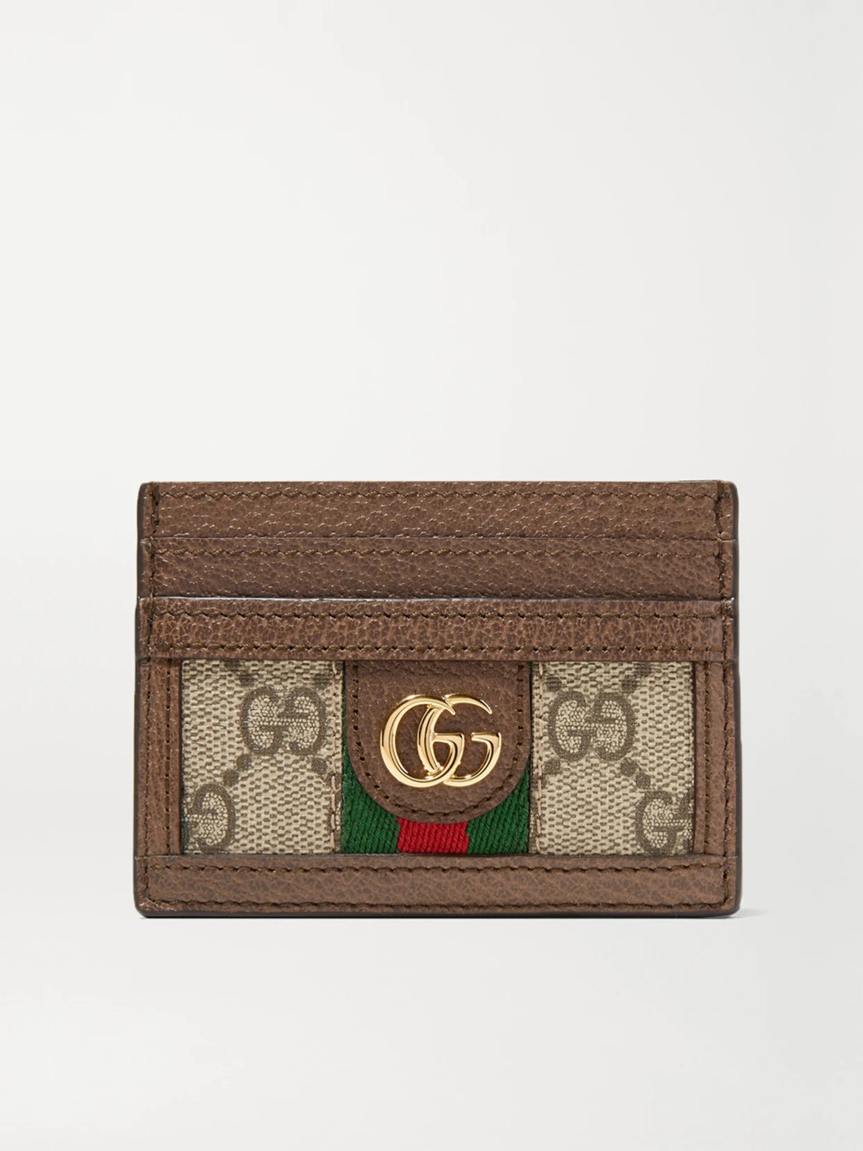 Gucci - Ophidia Textured Leather-trimmed Printed Coated-canvas Cardholder - Brown | NET-A-PORTER (US)