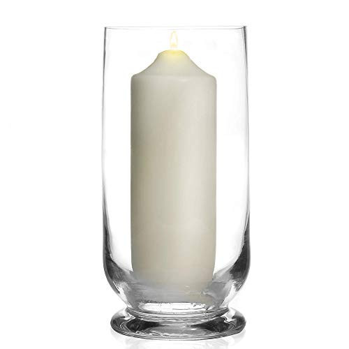 Tall Glass Hurricane Lantern Candle Holder – Clear Vase for Pillar or LED Candles – Elegant Table Centrepiece for Weddings, Home Décor, Terrace or Indoor Display | M&W | Amazon (UK)