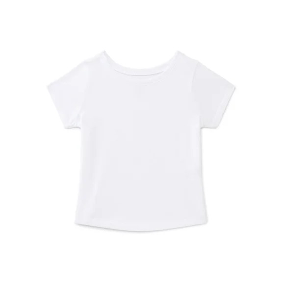 Wonder Nation Baby Girls Crewneck Tee with Short Sleeves, Sizes 0/3M-24M | Walmart (US)