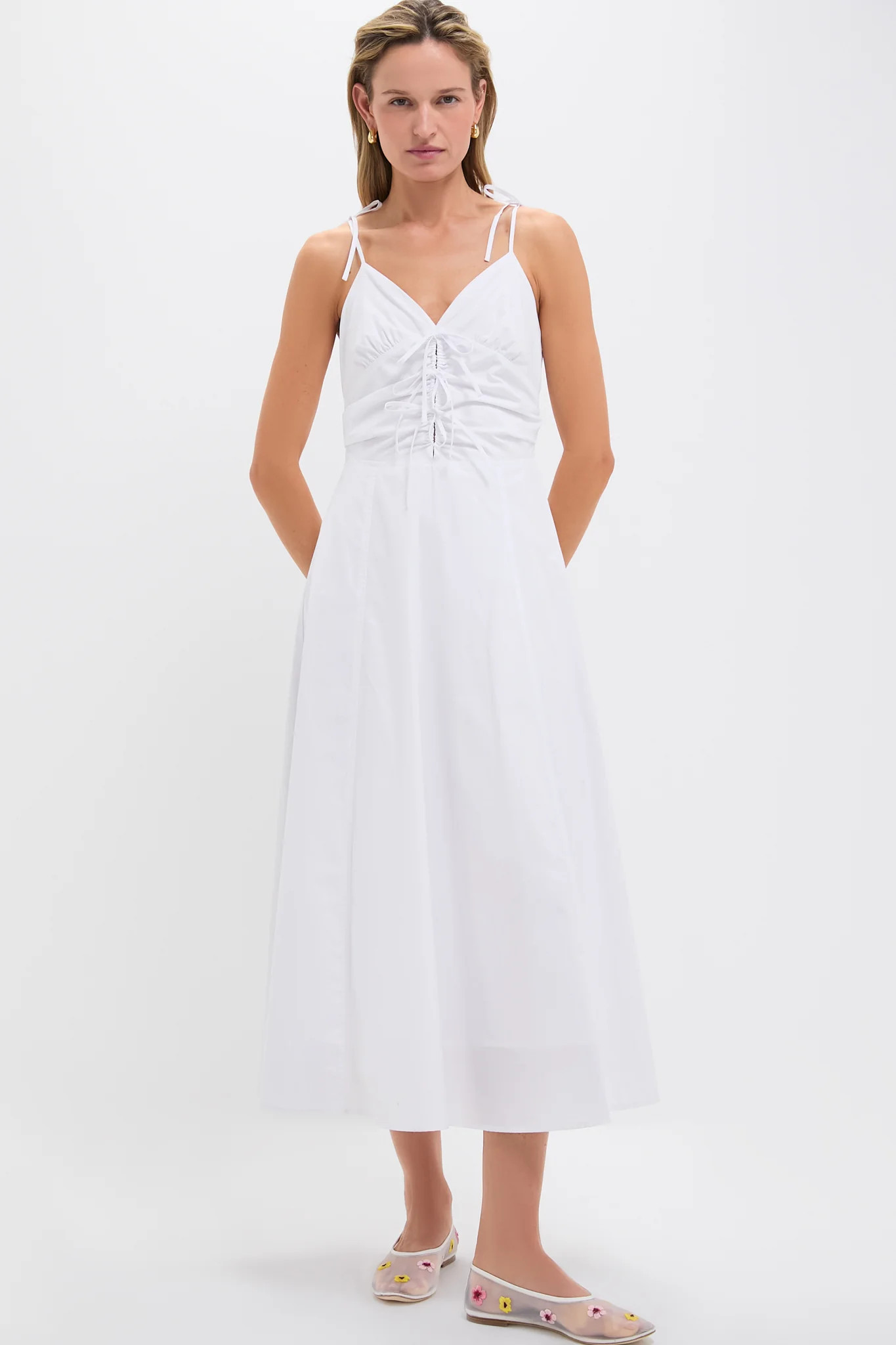 White Tie Front Midi Dress | Tuckernuck (US)