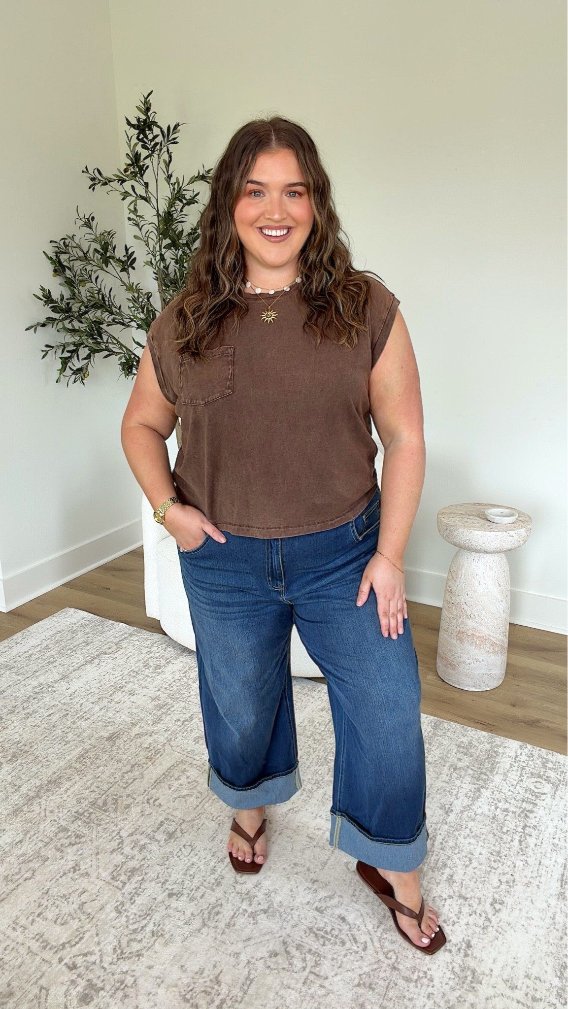 Casual Summer OOTD 🤎 Loving these stretchy cuffed jeans that feel like sweatpants. Size 1X in denim and XXL in top

#LTKootd #LTKgrwm #LTKPlusSize