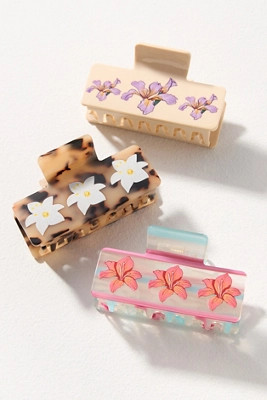 Painted Floral Hair Claw Clips, Set of 3 | Anthropologie (US)