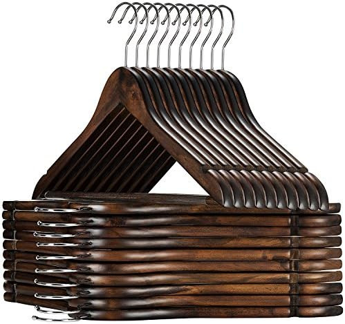 Zober Super Sturdy Solid – Lotus Wood Hangers – 20 Pack Vintage Wooden Suit Hangers with Extr... | Amazon (US)