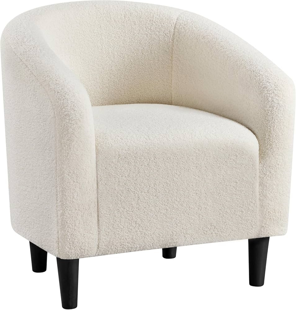 Yaheetech Accent Barrel Chair, Boucle Fabric Club Chair, Furry Sherpa Elegant Armchair with Cozy ... | Amazon (US)