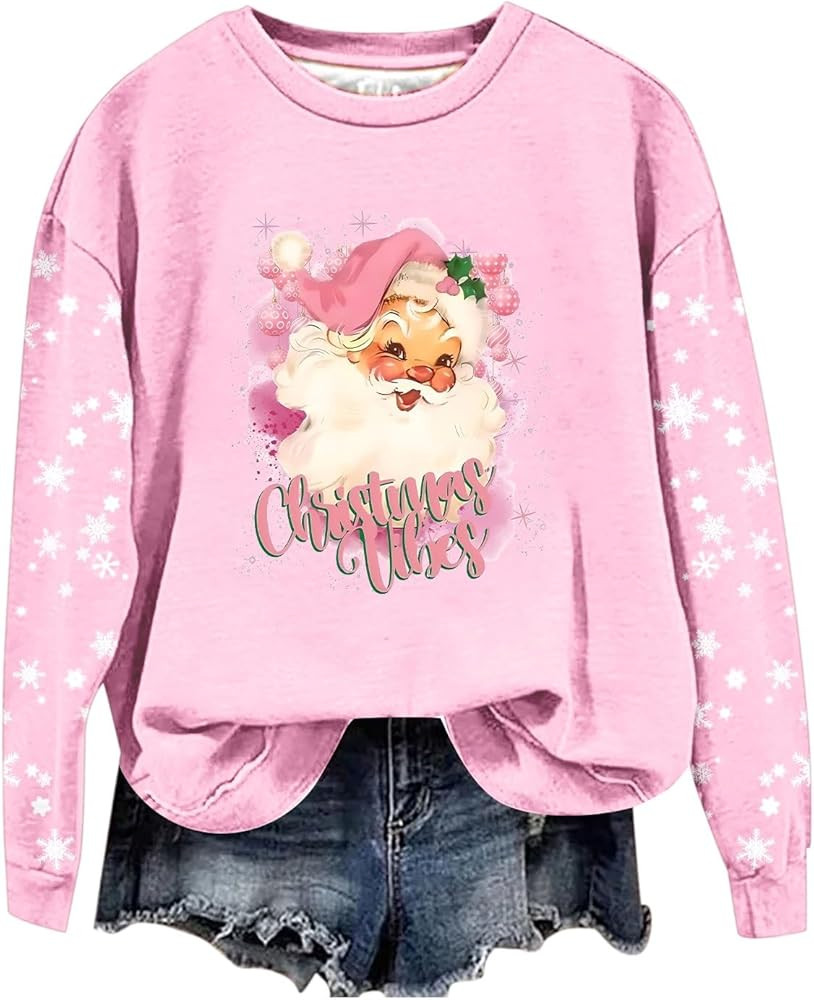 LAGKQS Ugly Christmas Sweatshirt for Women Long Sleeve Christmas Funny Print Holiday Pullover Swe... | Amazon (US)