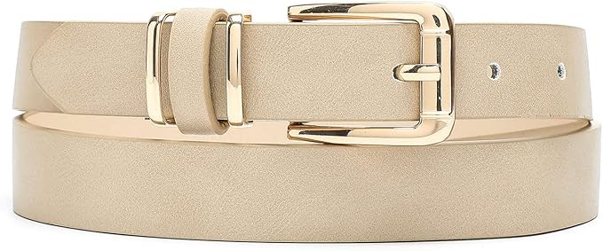 Women Waist Belts for Dresses Thin Black Skinny Leather Belts with Gold Pin Buckle | Amazon (US)