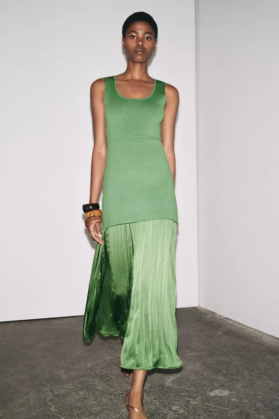 PLEATED KNIT COMBINATION DRESS | Zara US