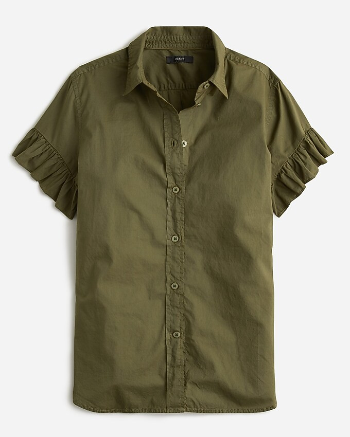 Classic-fit lightweight cotton poplin ruffle-sleeve shirt | J. Crew US