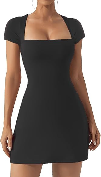 Hotexy Womens Tennis Dress Bodycon Mini Dresses with Built-in Bra & Shorts Pockets Tummy Control ... | Amazon (CA)